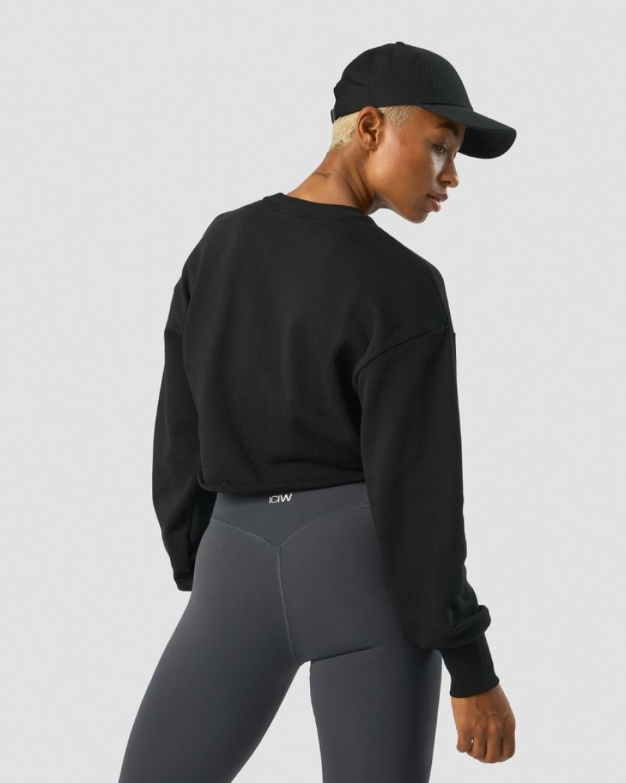 Naiset ICIW Pitkahihaiset Paidat | Nimble Cropped Crewneck Black