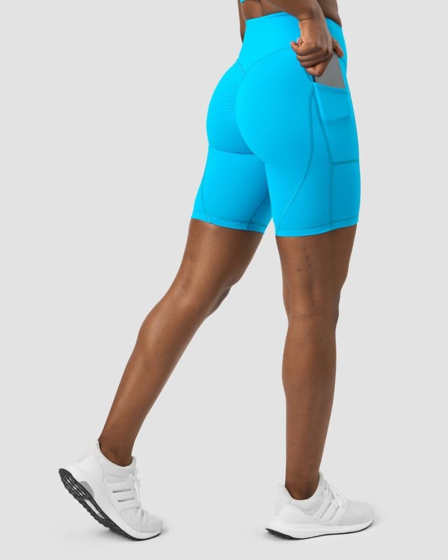 Naiset ICIW Shortsit | Scrunch V-Shape Pocket Biker Shorts Blue