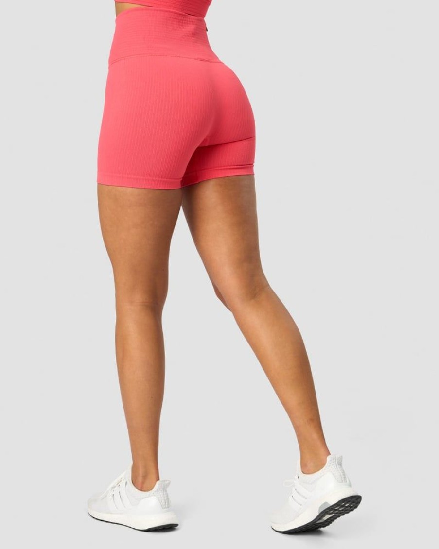 Naiset ICIW Seamless | Ribbed Define Seamless Pocket Shorts Coral Red